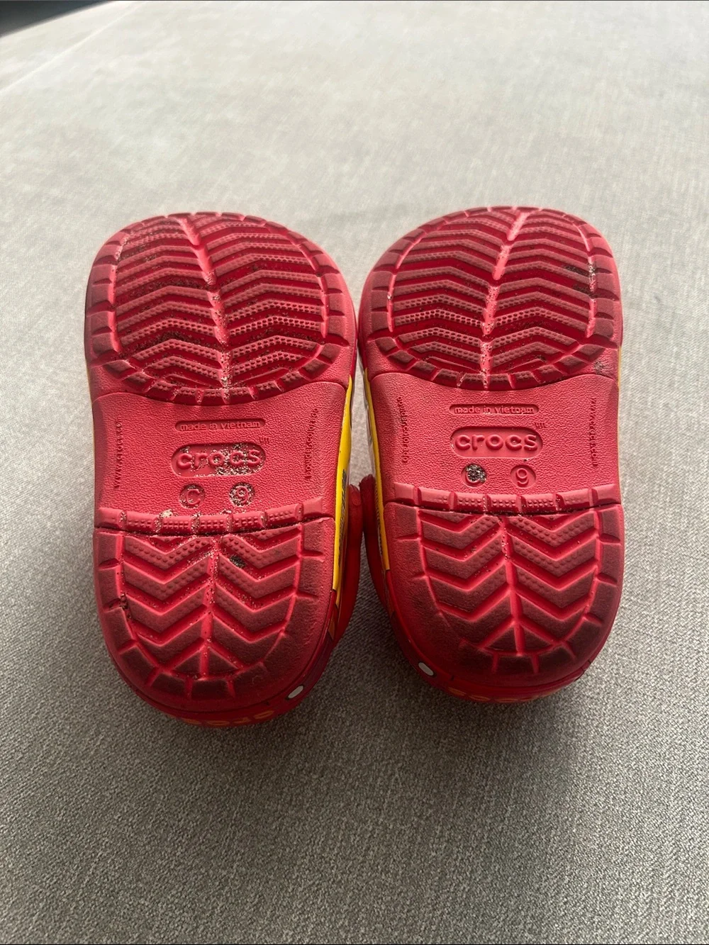 Kids (size 9) Red Lightning McQueen Crocs (light up!)